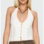 White Button-Front Corset Top