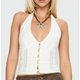 White Button-Front Corset Top