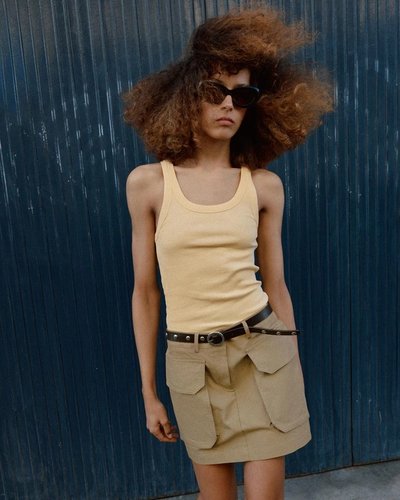 Yellow Ribbed Tank Top
