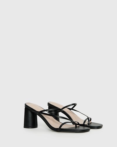 Black Strappy Block Heel Sandals
