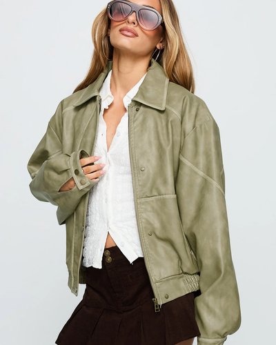 Sage Green Leather Jacket