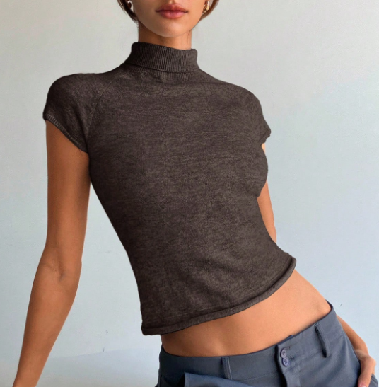 Brown Fitted Crop Top