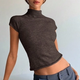 Brown Fitted Crop Top