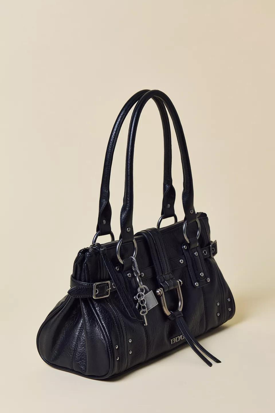 Black Studded Leather Satchel