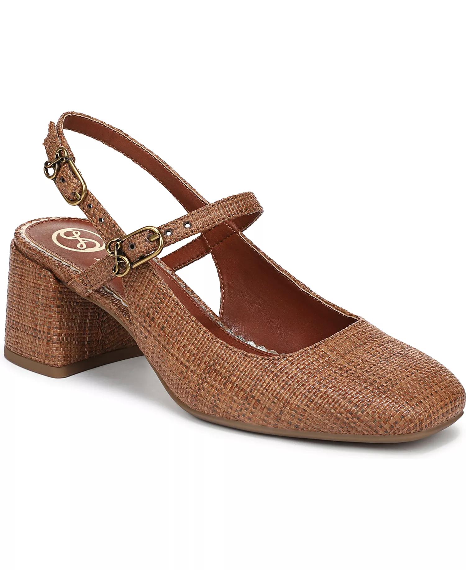 Brown Slingback Block-Heel Pumps