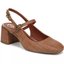 Brown Slingback Block-Heel Pumps