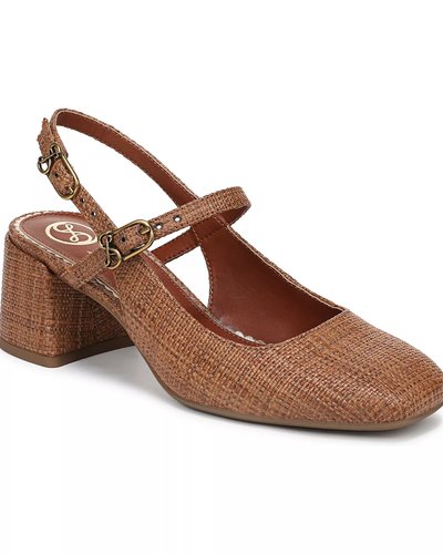Brown Slingback Block-Heel Pumps