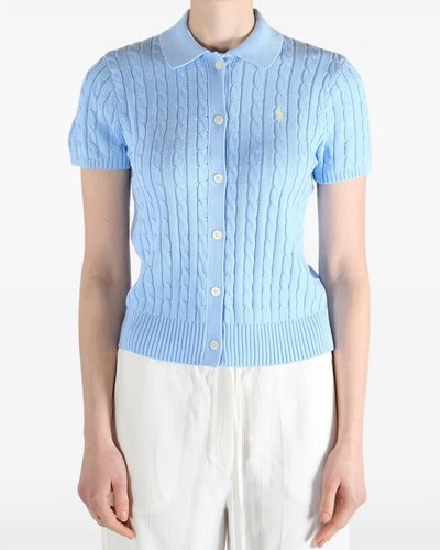Light Blue Short-Sleeve Knit Cardigan