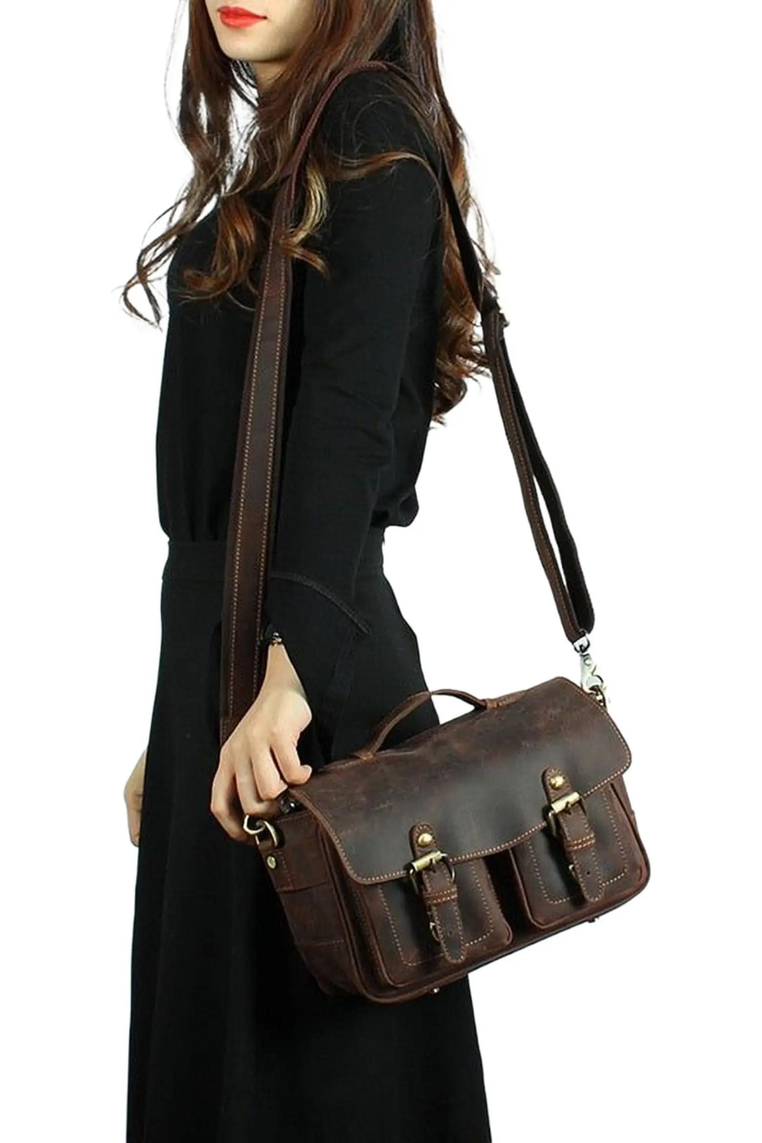 Brown Leather Crossbody Satchel