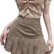 Taupe Plaid Pleated Mini Skirt