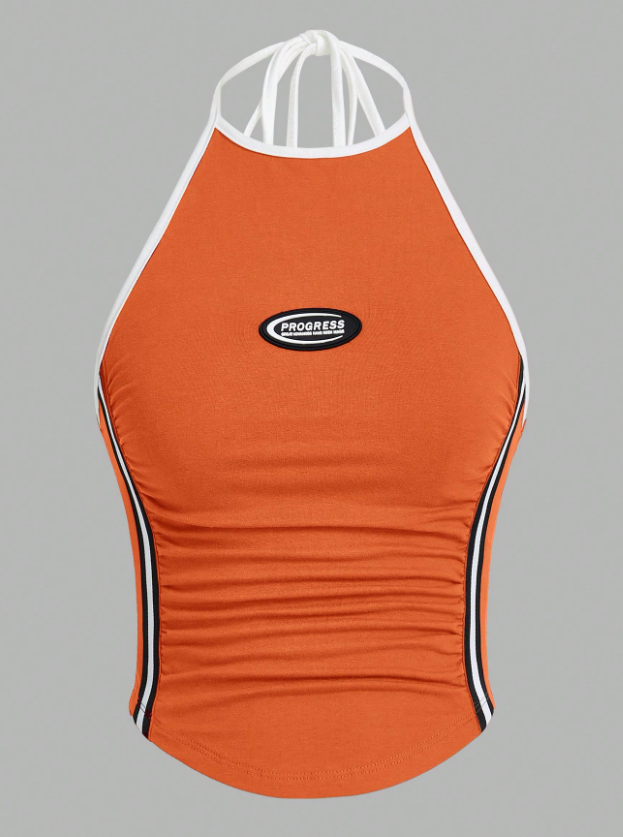 Orange Halter Sports Top