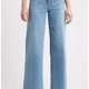 Light Wash Patch-Pocket Wide-Leg Jeans