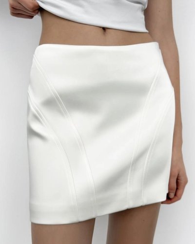 White Paneled Mini Skirt