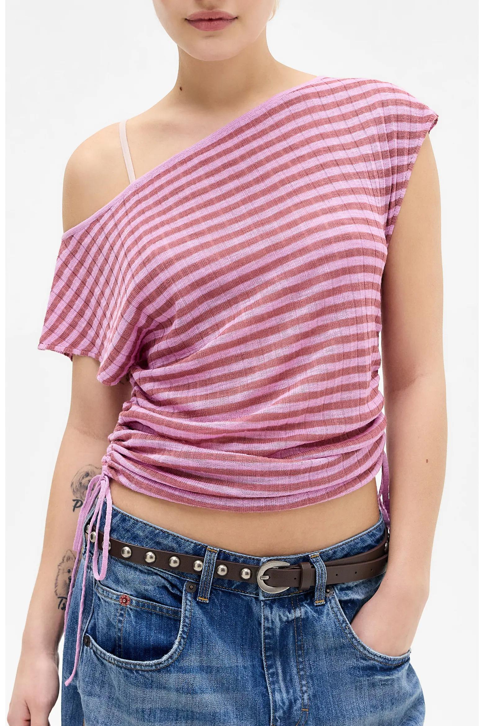 Striped Asymmetric Crop Top