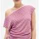 Rosa-violett gestreiftes asymmetrisches Crop-Top