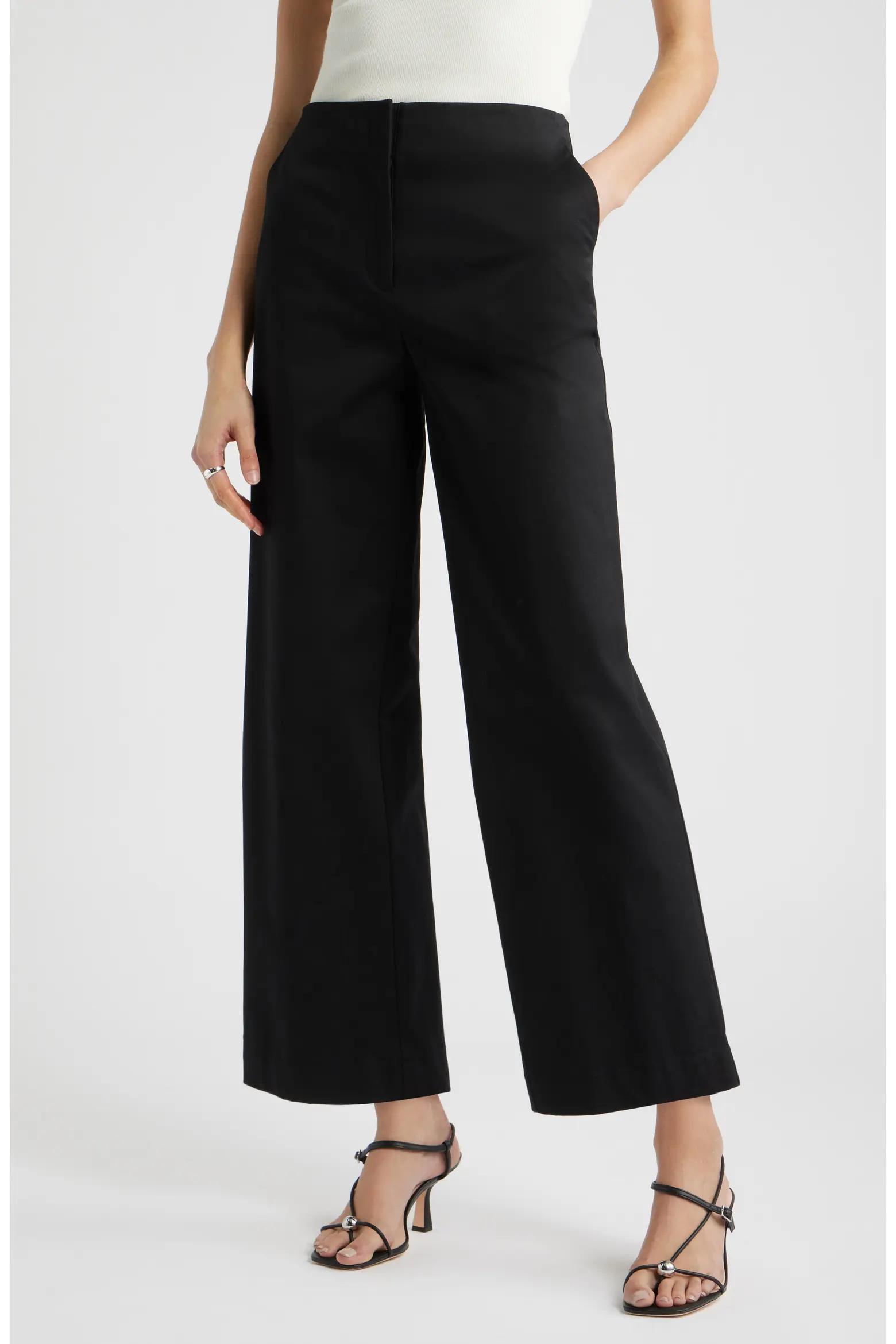 Black Cropped Wide-Leg Trousers