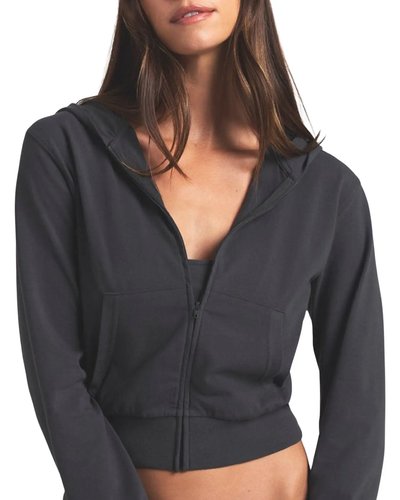 Black Cropped Zip Hoodie