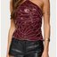 Burgundy Sequin Halter Crop Top