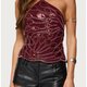 Burgundy Sequin Halter Crop Top