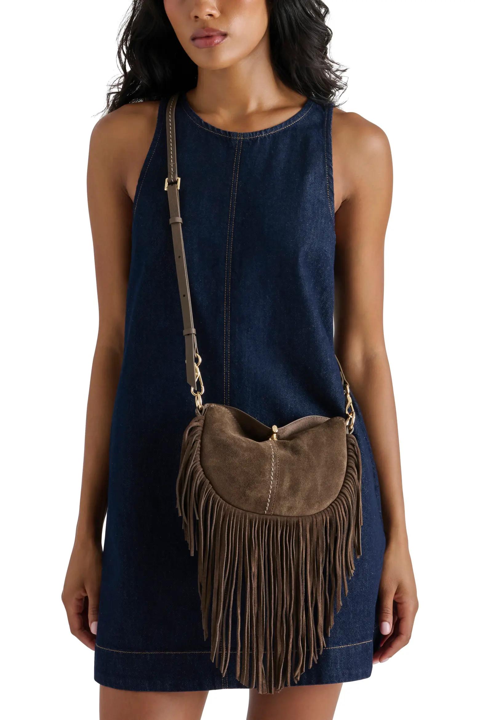 Brown Fringed Crossbody Bag