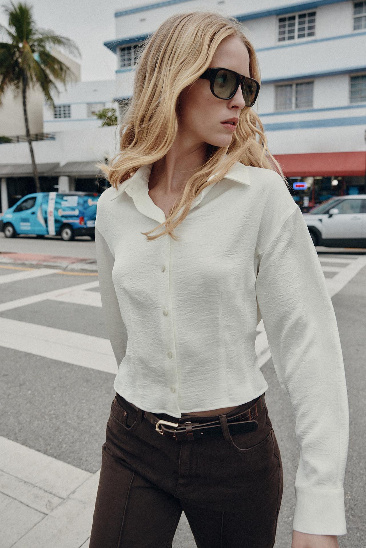 Ivory Linen Button-Down Shirt