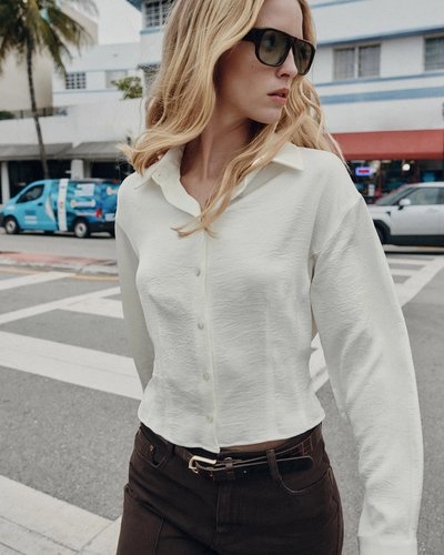 Ivory Linen Button-Down Shirt