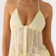 Pale Yellow Lace Corset Cami