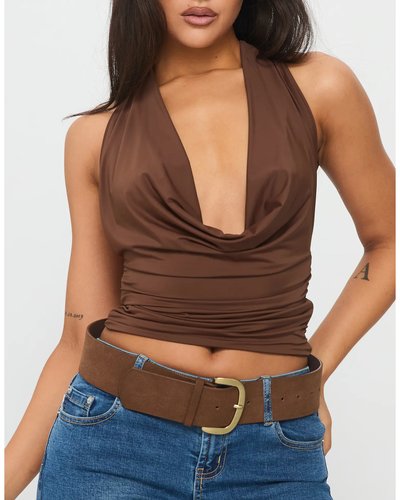Brown Draped Halter Top