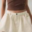 Cream Belted Mini Skirt