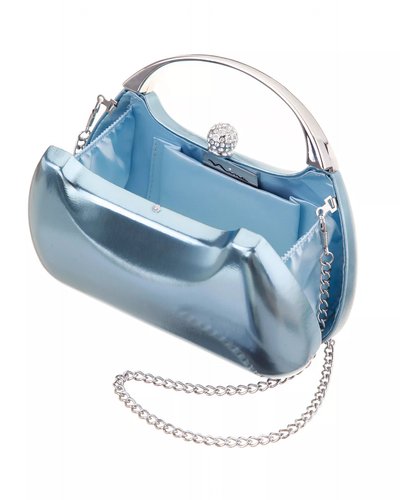 Blue Metallic Top-Handle Clutch
