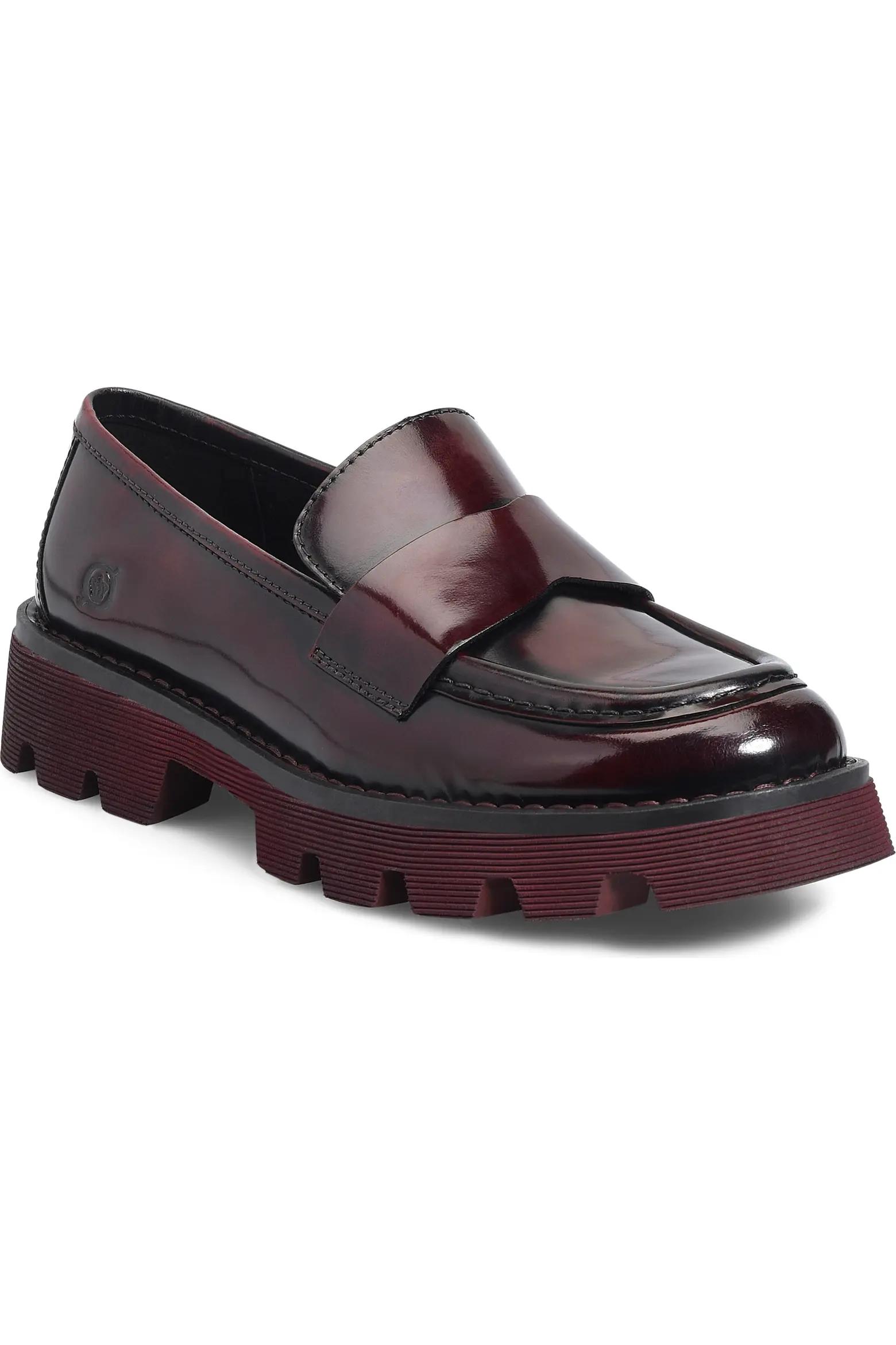 Burgundy Lug-Sole Loafers