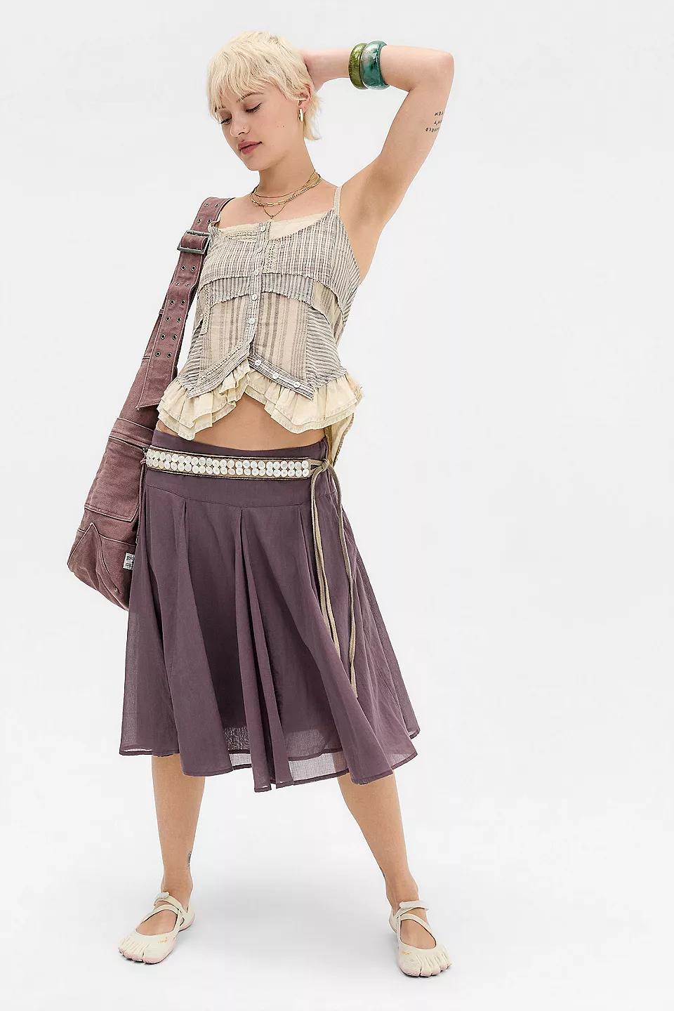 Mauve Pleated Midi Skirt