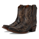 Dark Brown Embroidered Western Ankle Boots