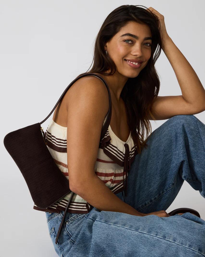 Dark Brown Suede Shoulder Bag