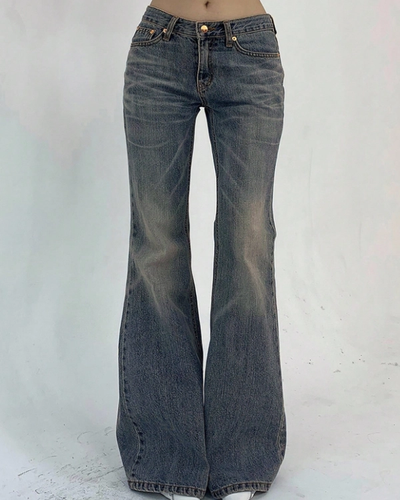 Light Wash Low-Rise Flare Jeans