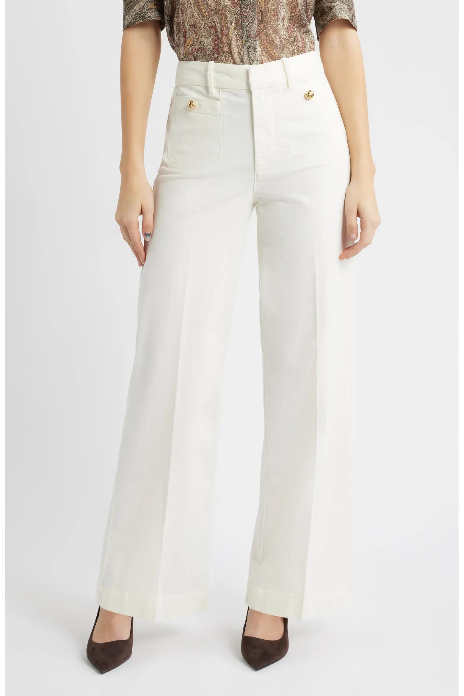 White Wide-Leg Trousers