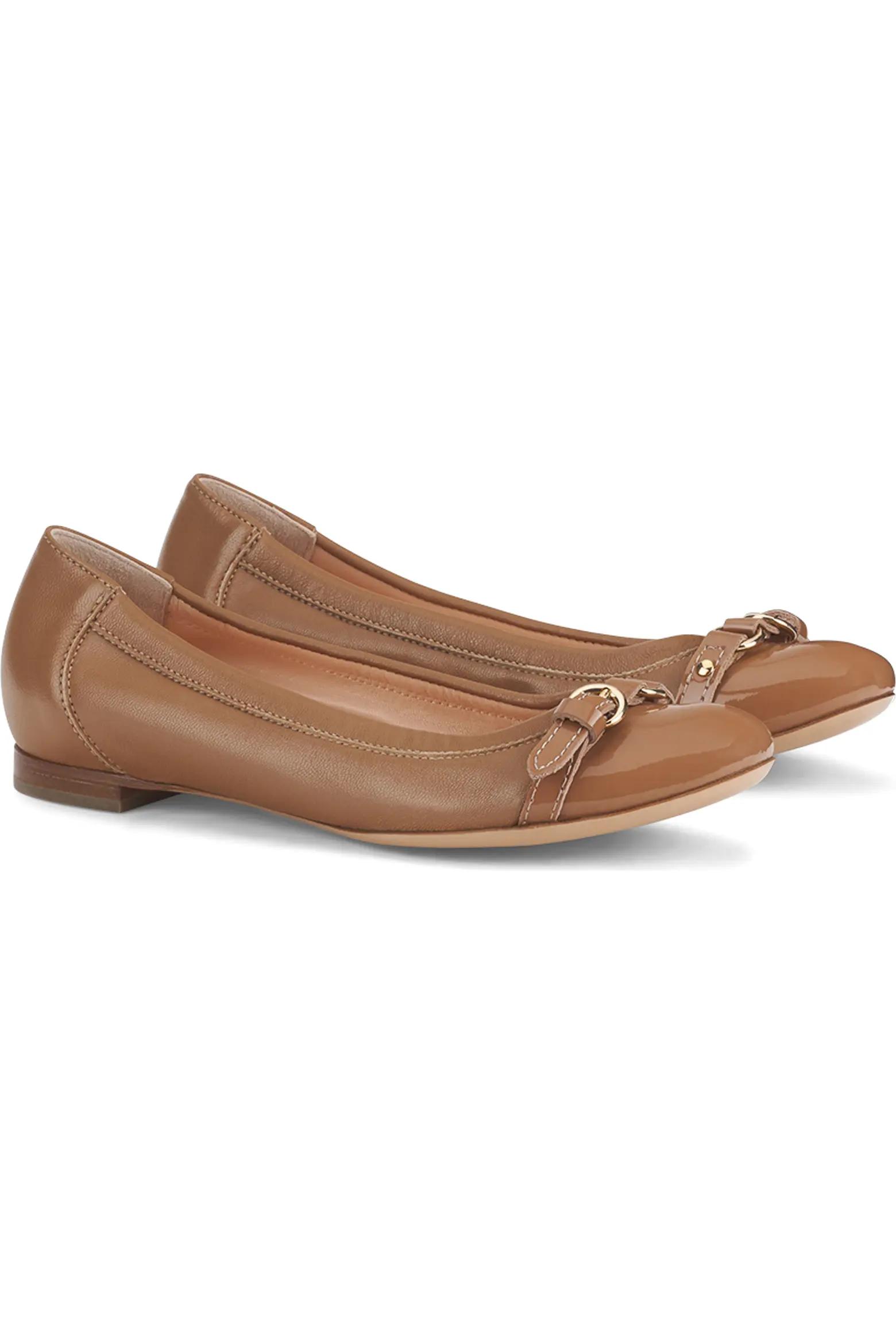 Tan Bow Ballet Flats