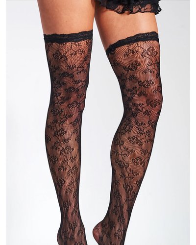 Black Lace Thigh-High Stockings