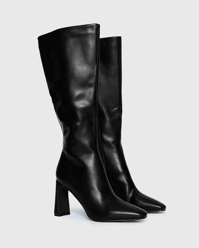 Black Leather Knee-High Boots