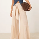 Cream Tiered Wide-Leg Pants