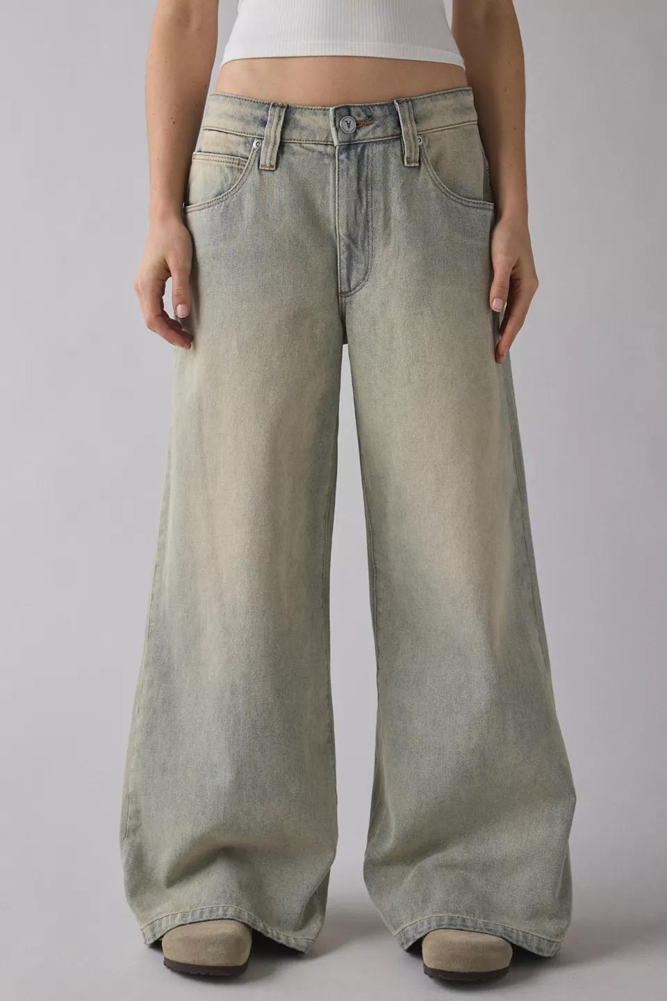 Faded Grey Wide-Leg Jeans
