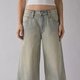 Faded Grey Wide-Leg Jeans
