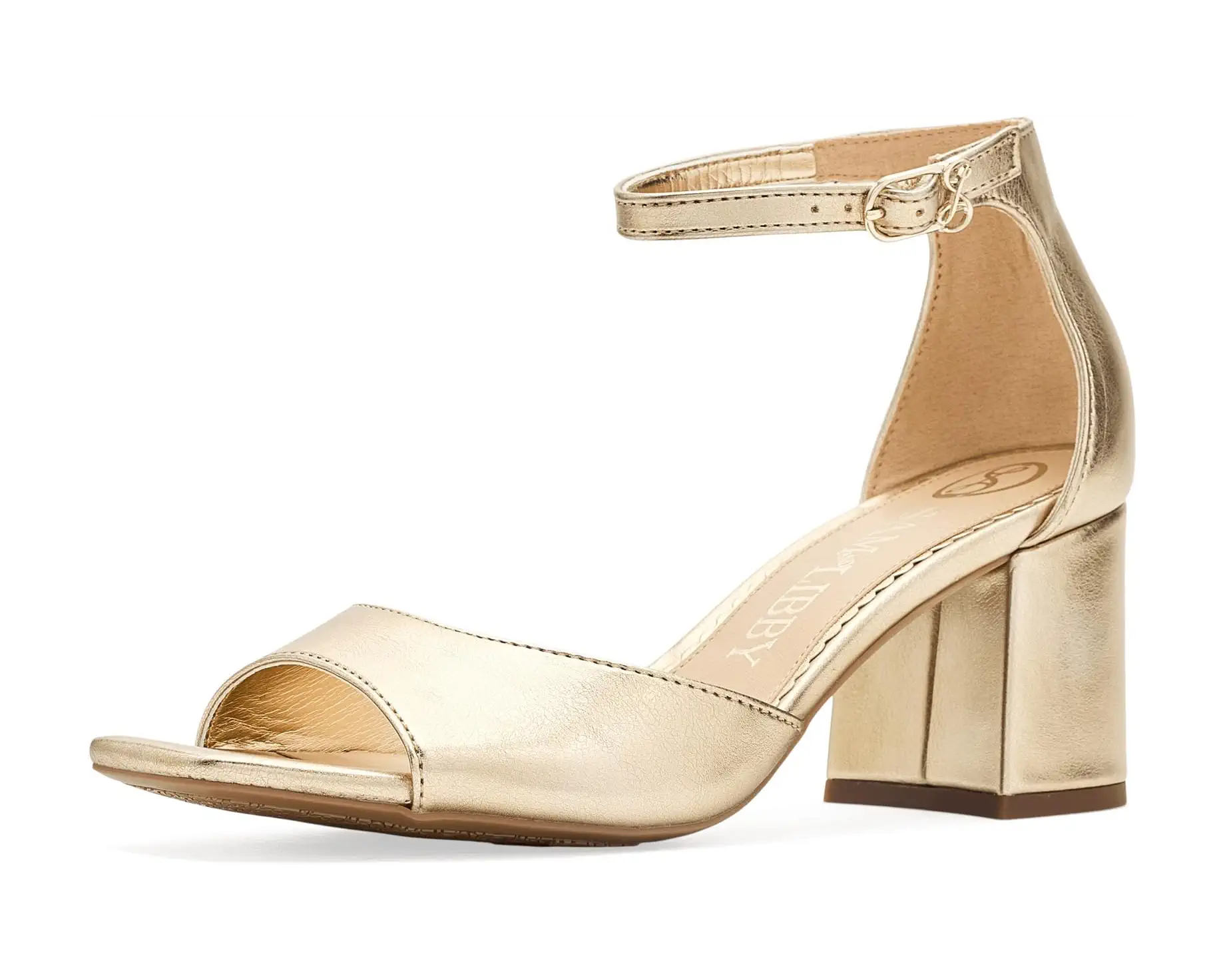 Gold Block-Heel Sandals