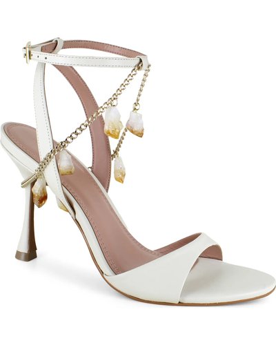 Ivory Strappy Heels with Crystal Anklet Chain