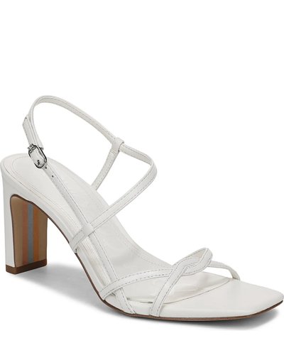 Weiße Riemchensandalen mit Blockabsatz