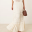 Cream Lace Panel Maxi Skirt