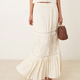 Cream Lace Panel Maxi Skirt