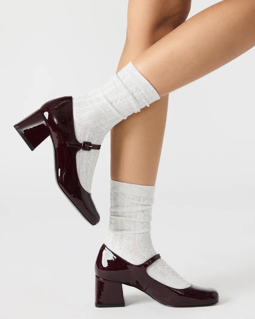 Wine Patent Mary Jane Heels
