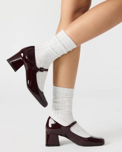 Wine Patent Mary Jane Heels