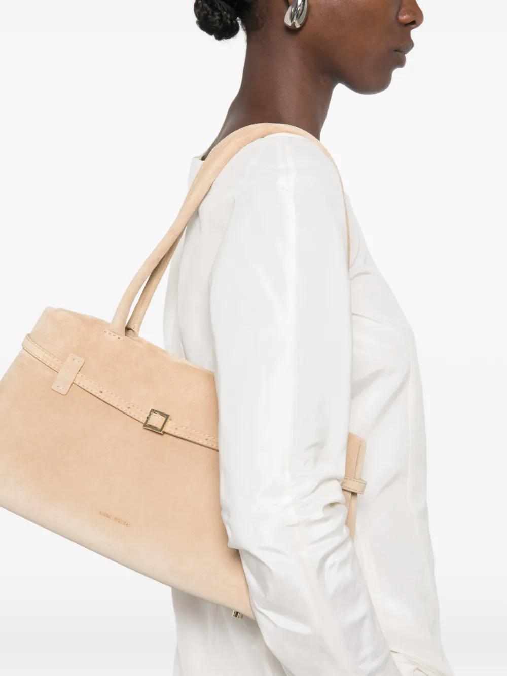 Structured Beige Top-Handle Bag